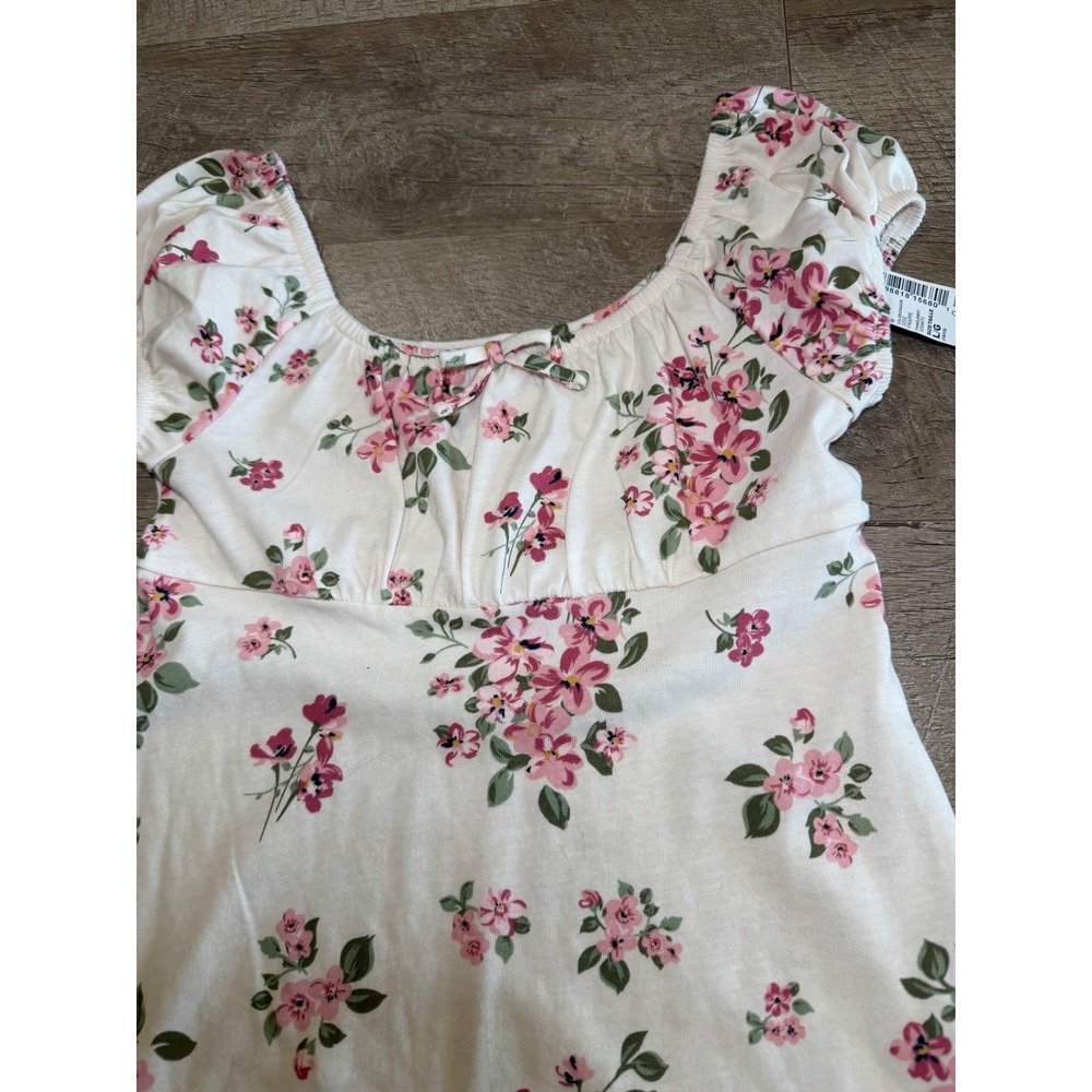 The Children's Place Girl's Floral Dress Pink White Puff Sleeve Size L 10-12 NEW - Picture 2 of 5